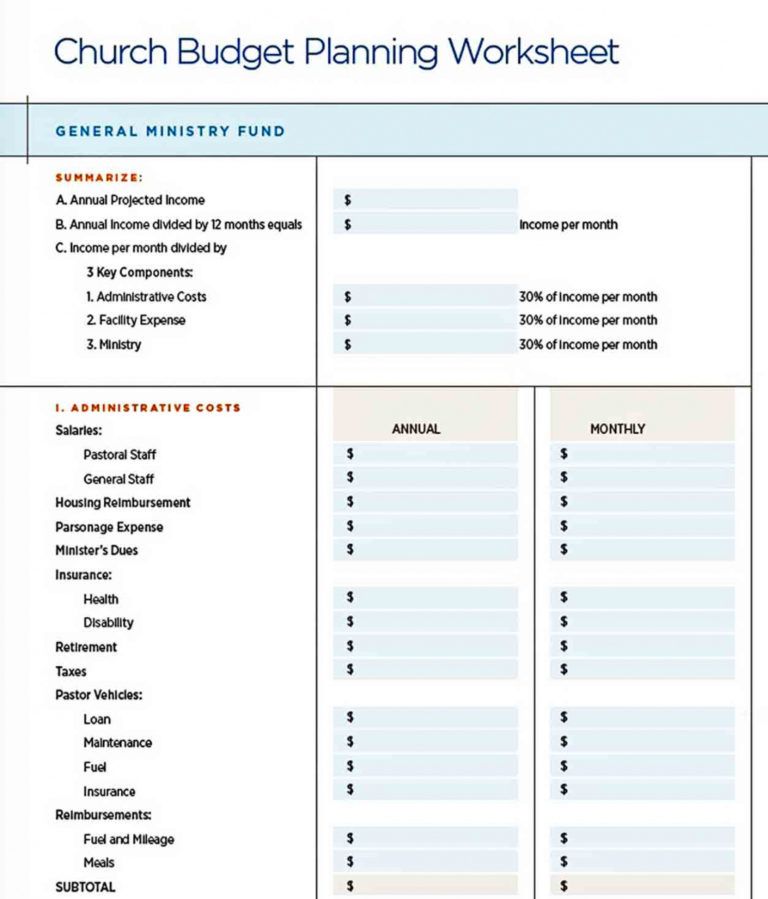 Editable Sample Church Budget Template Will Work Template Business