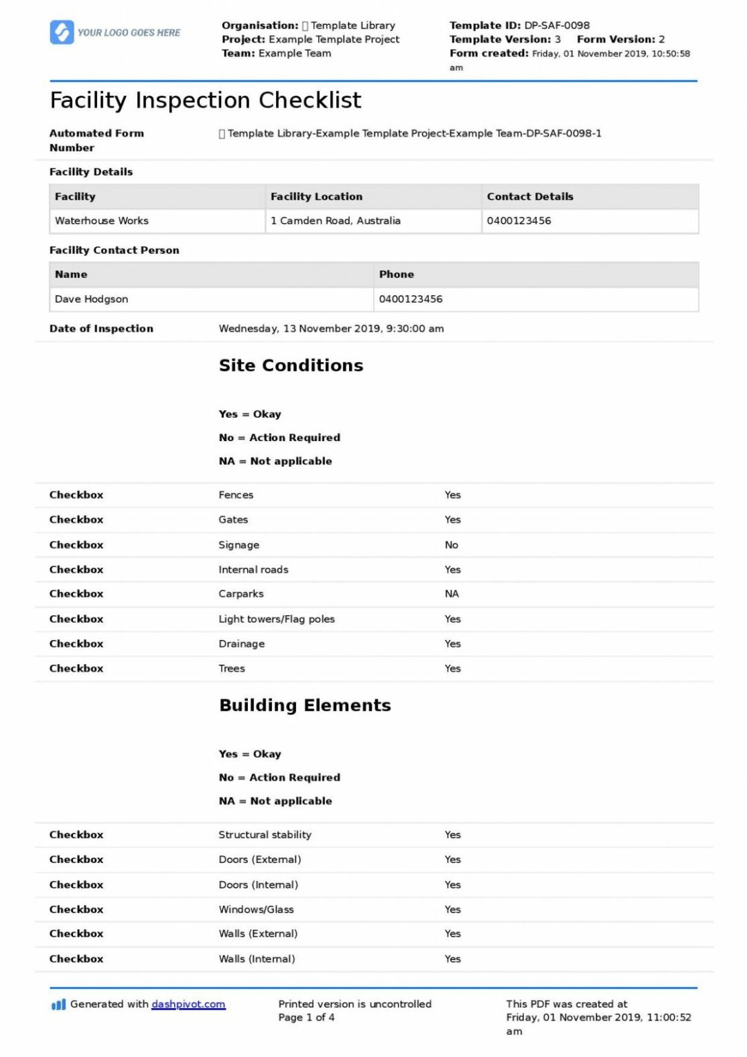 Facility Inspection Checklist Template Better Than Excel Facility