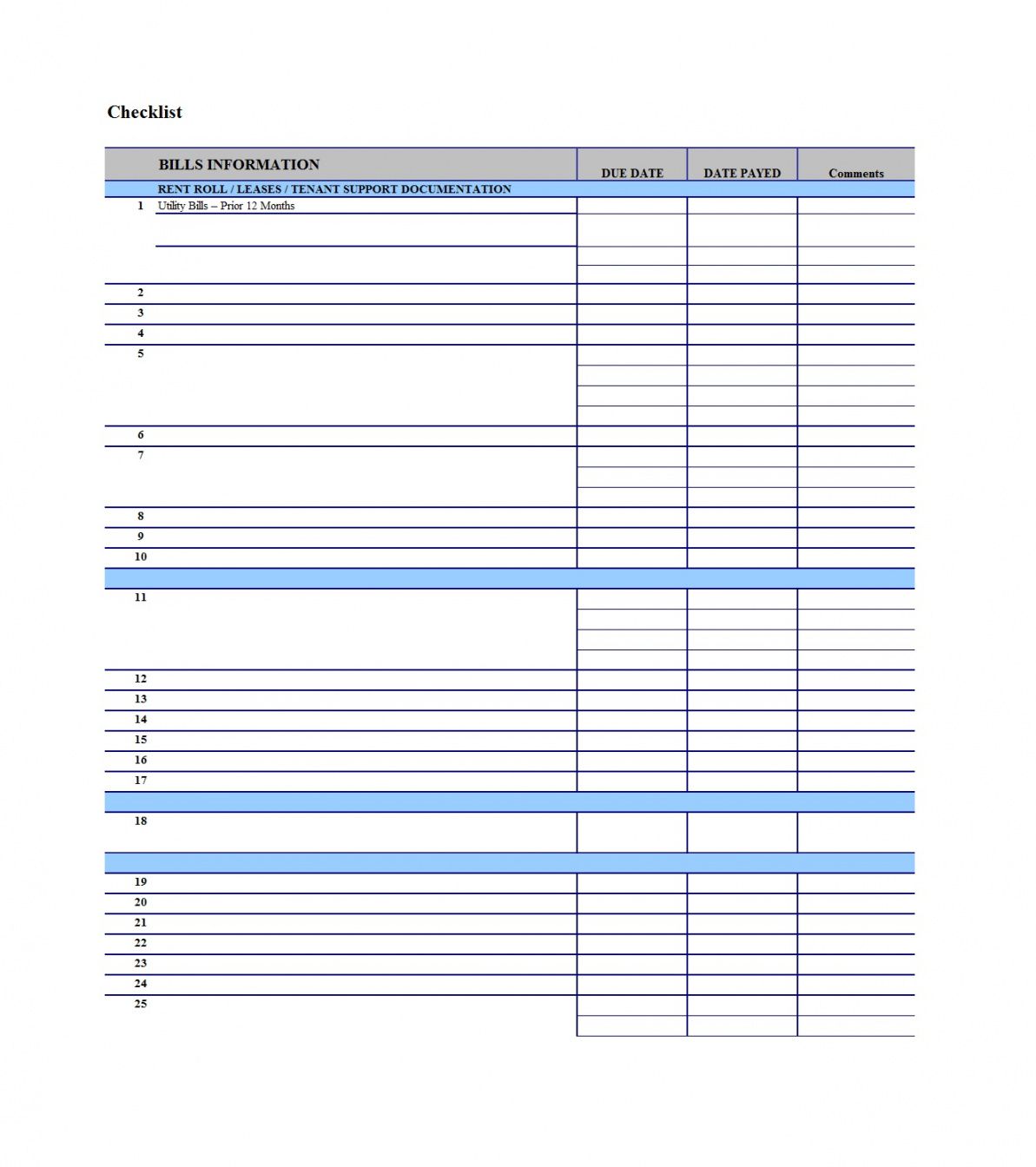 32 free bill pay checklists &amp; bill calendars pdf word &amp; excel personal finance checklist template doc
