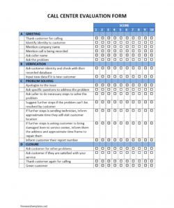 editable call center evaluation form call center checklist template pdf