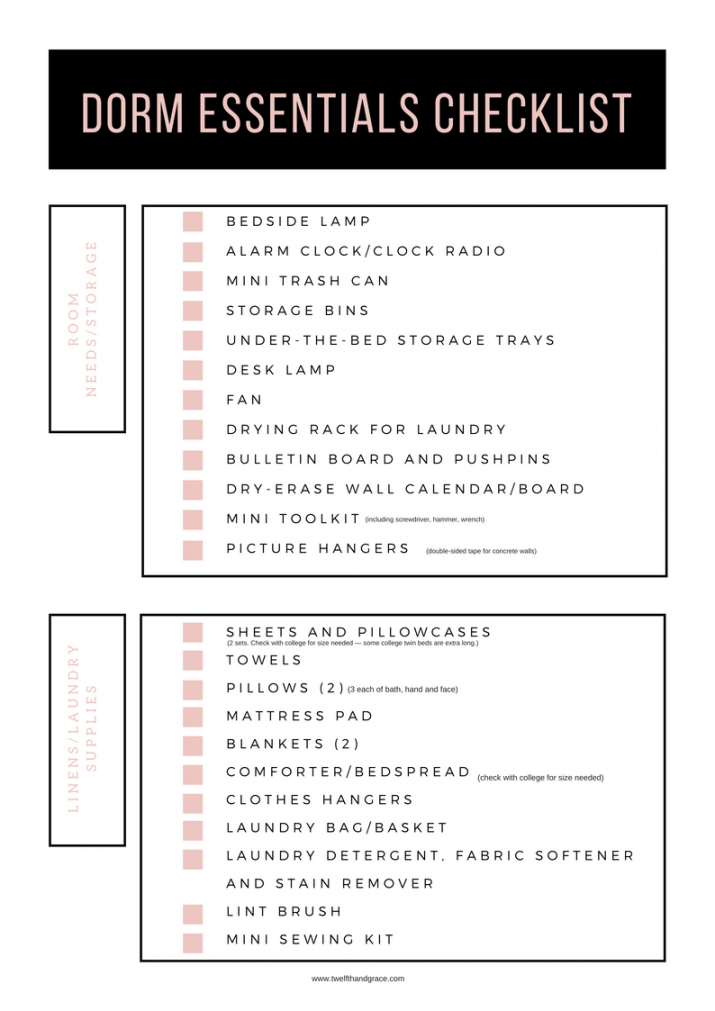 editable checklist template samples college dorm clothes entials party college checklist template samples