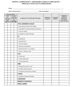 editable checklist template samples initial competency assessment skills skills checklist template examples