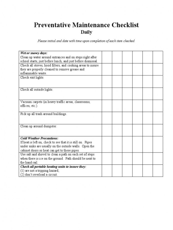 editable checklist template samples maintenance preventative docshare tips server preventive maintenance checklist template examples