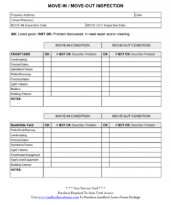 Tenant Move In Checklist Template