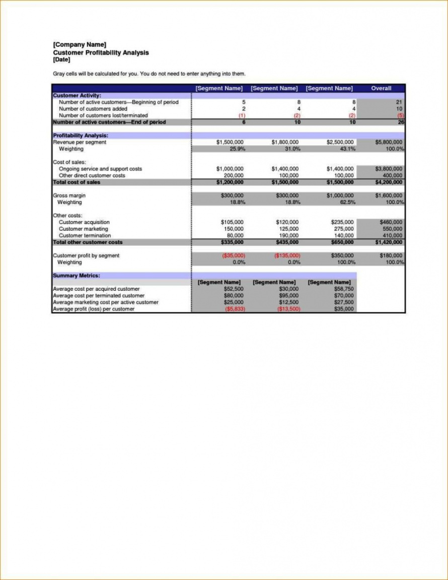 editable customer profitability analysis template  sampletemplatess customer profitability analysis template pdf
