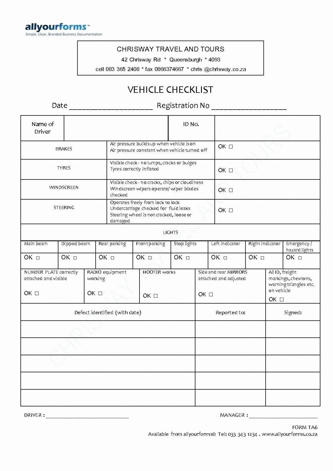 Editable Daily Vehicle Inspection Report Template Cranfordchronicles 