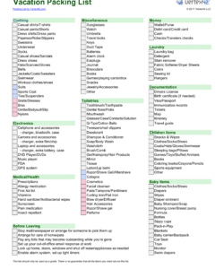 editable download travel checklist template  excel  pdf  rtf  word trip packing checklist template excel