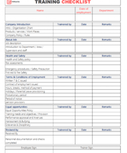 editable employee training checklist template for excel &amp;amp; word  printable format safety training checklist template excel