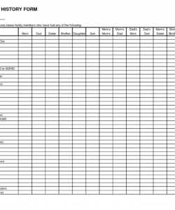 editable free form example » family health history form  free form medical history checklist template examples