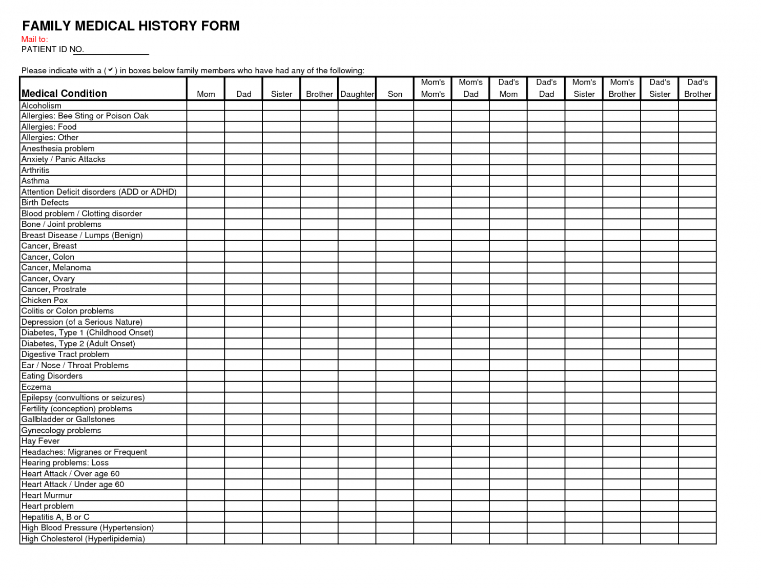 medical-history-checklist-template