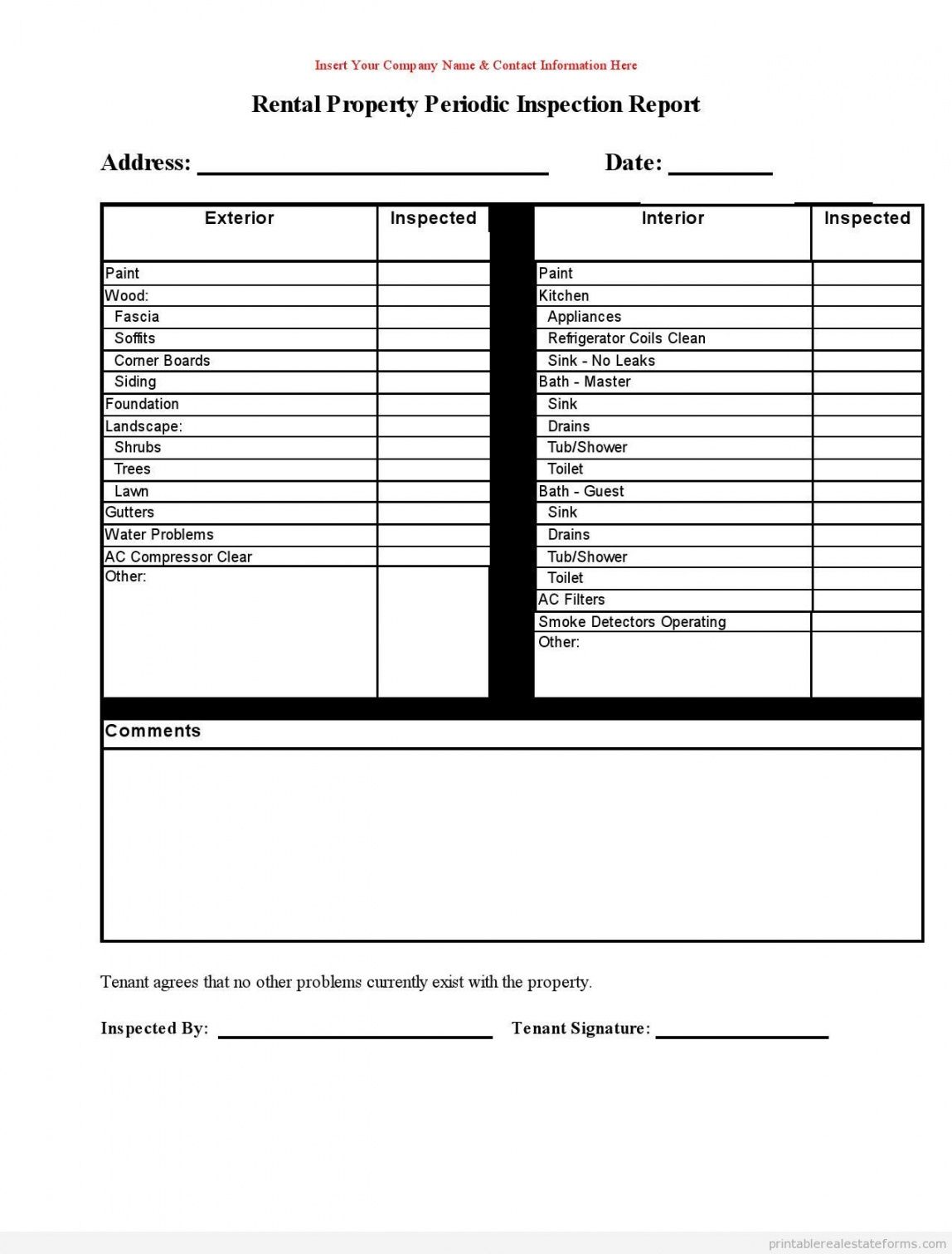 editable free printable rental property periodic inspection report form rental house inspection checklist template samples