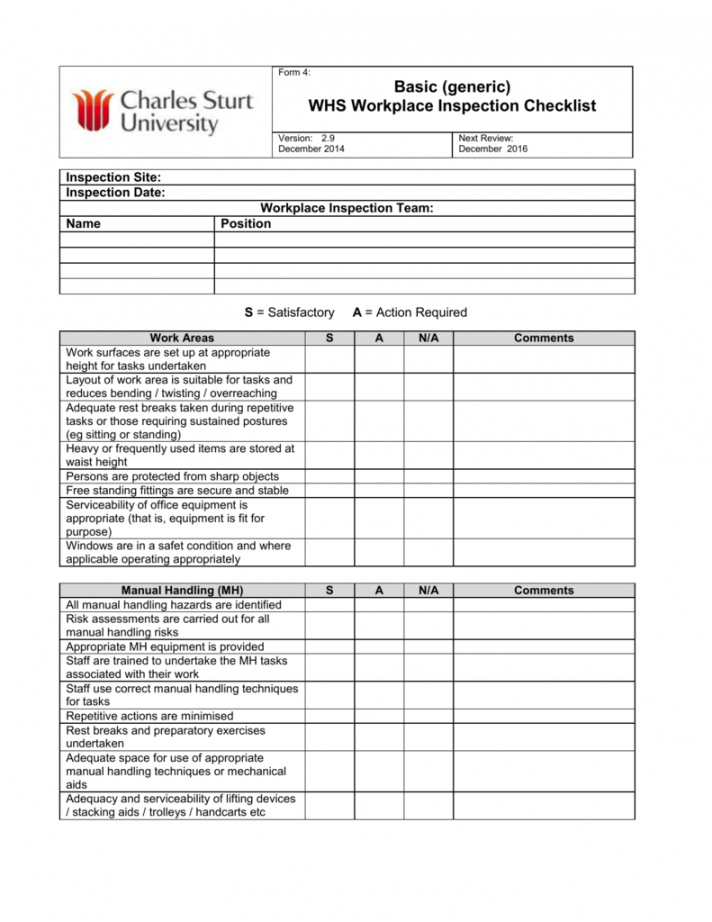 Printable Equipment Inspection Checklist Template