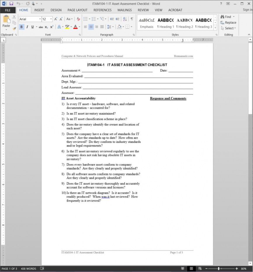 editable it asset assessment checklist template turnover checklist template excel