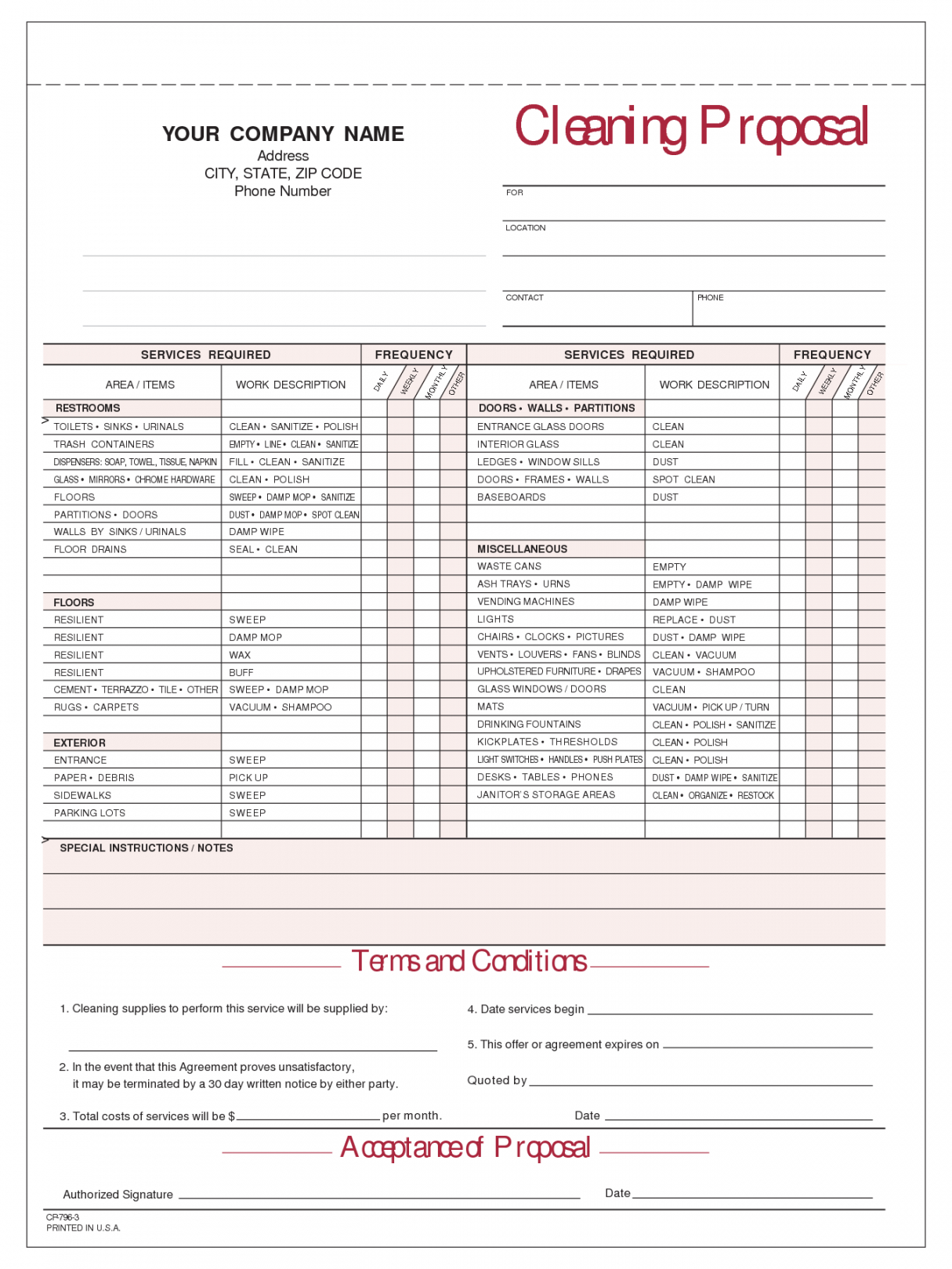 editable janitorial cleaning proposal templates  cleaning proposal proposal checklist template pdf