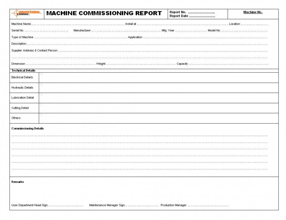 editable machine installation and commissioning procedure steps for organization equipment commissioning checklist template