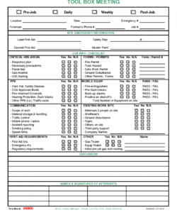 editable meeting checklist template images  toolbox meeting  procedure checklist with boxes template examples