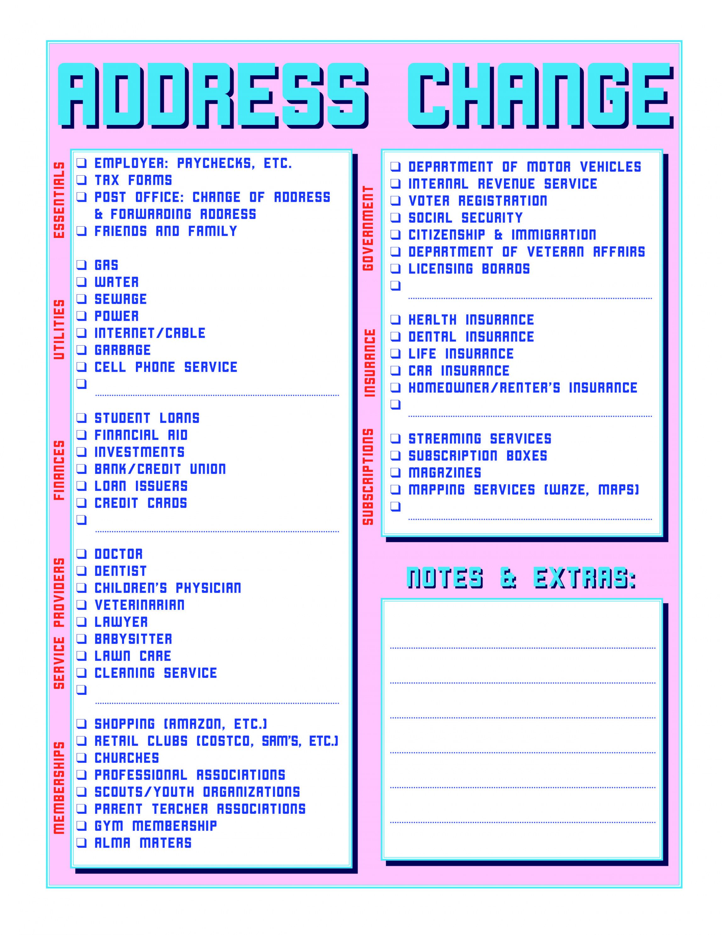 moving checklist template excel