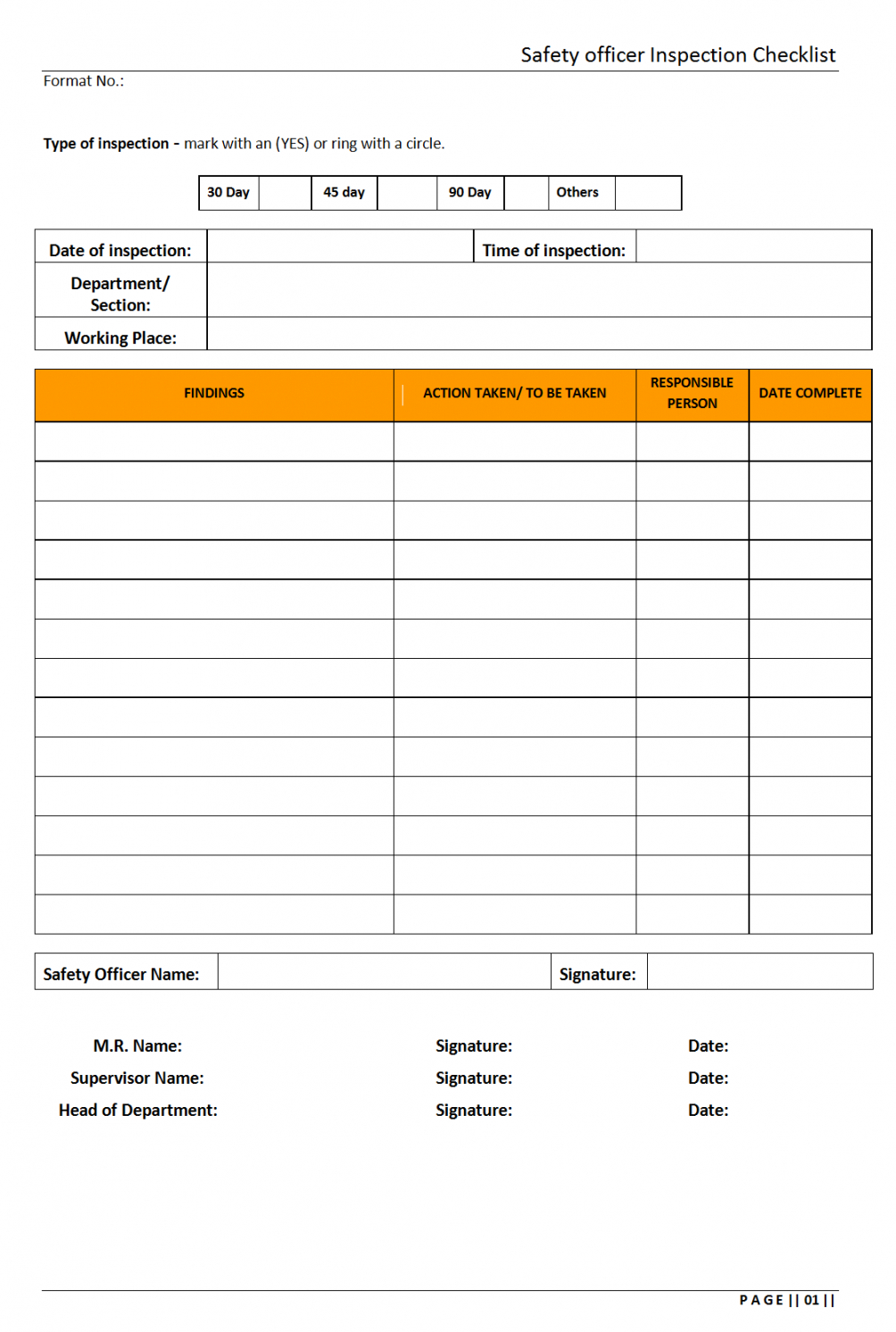 editable nc safety inspection checklist officer template samples safety inspection checklist template samples