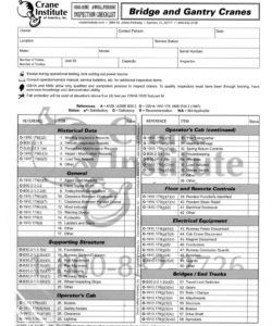 editable overhead bridge &amp;amp; gantry crane annual inspection  cranes  gantry crane inspection checklist template pdf