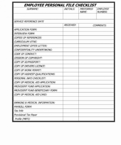 editable personnel file checklist template  cranfordchronicles employee personnel file checklist template pdf