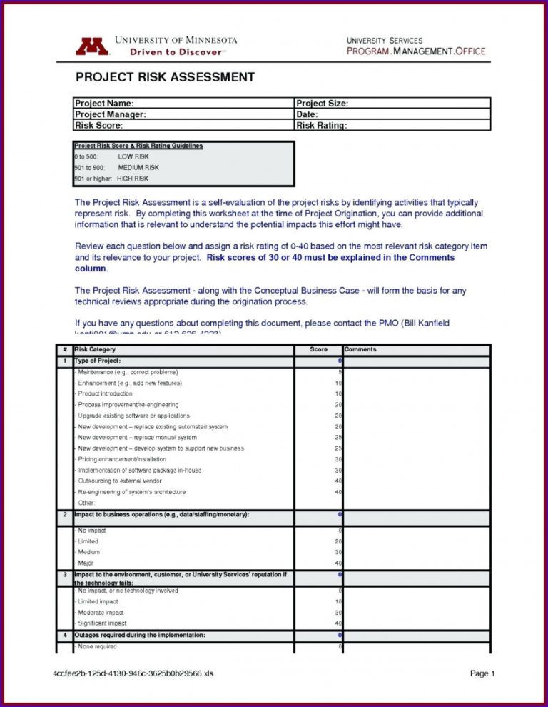 Editable Project Risk Management Template 7 Project Risk Assessment