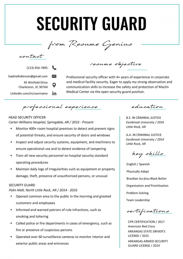 editable security guard resume sample &amp;amp; writing tips  resume genius security patrol checklist template samples