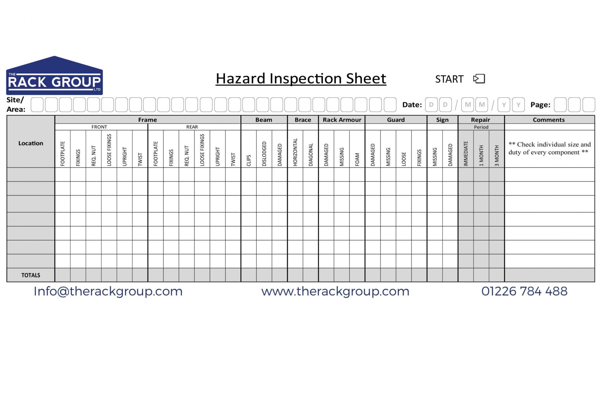 Racking Inspection Sheet