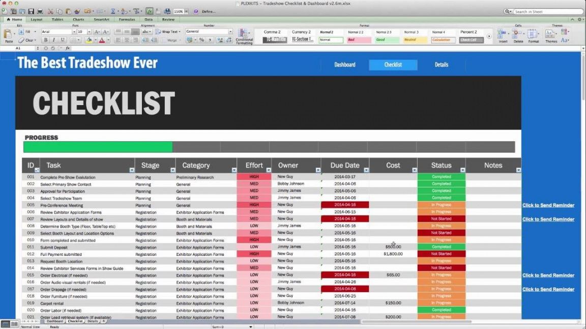editable the ultimate tradeshow checklist excel template &amp;amp; dashboard demo trade show checklist template