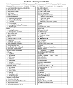 editable vehicle inspection checklist template  auto maintenance  vehicle auto service checklist template doc