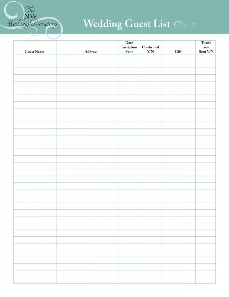 Editable Wedding Guest List Spreadsheet Kleobergdorfbibco Wedding Guest ...