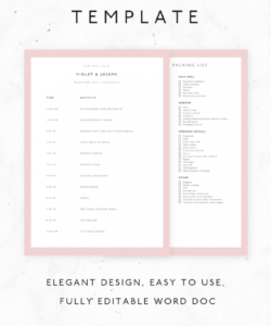 editable wedding timeline template · bridal wedding day schedule packing wedding timeline checklist template examples