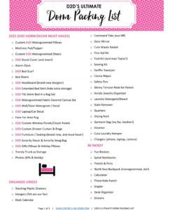 editable what to bring college free dorm packing list printable checklist college checklist template excel