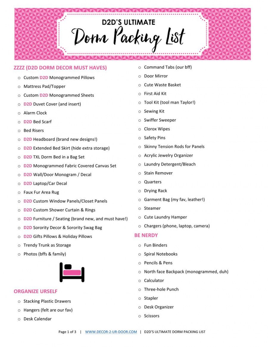 editable what to bring college free dorm packing list printable checklist college checklist template excel