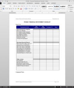 financial restatement checklist template internal financial audit checklist template pdf