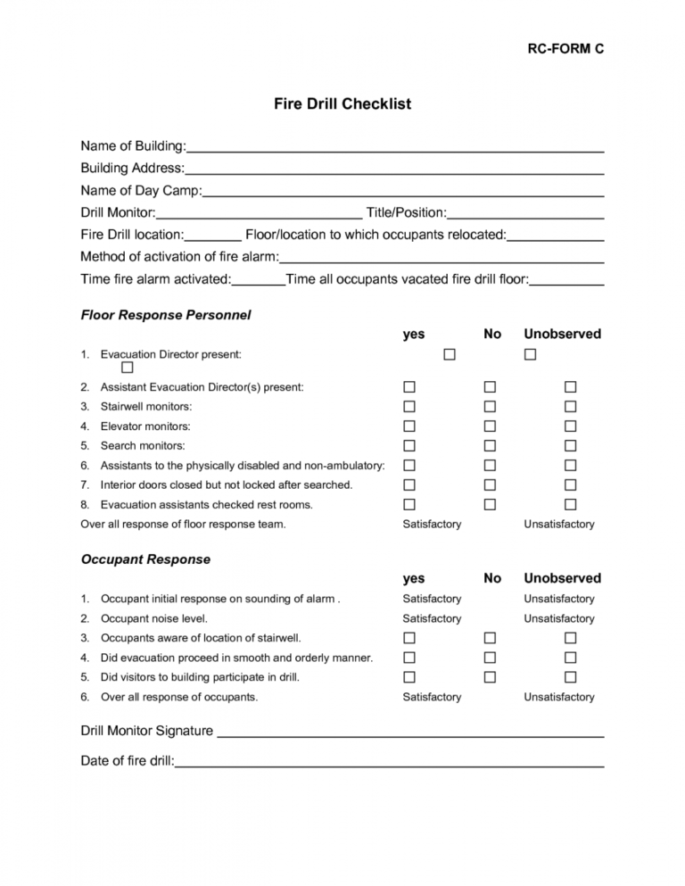 Fire Drill Checklist For Office Ireland Schools Template South Fire ...