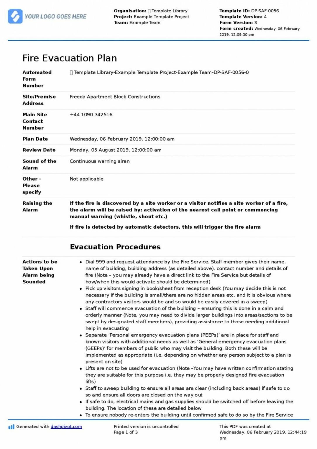 Fire Evacuation Plan Template Free And Customisable Template Fire