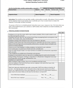 food safety inspection checklist  workplacewizards restaurant food safety inspection checklist template pdf