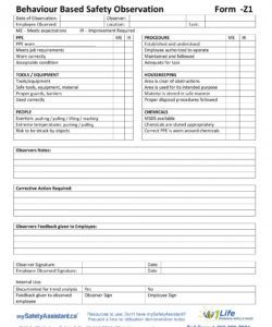 free 4 job safety observation forms  pdf doc safety observation checklist template pdf