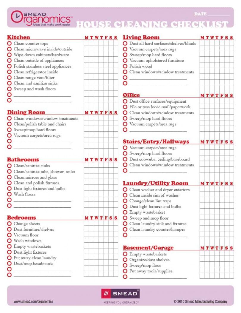 free 40 printable house cleaning checklist templates ᐅ template lab home cleaning checklist template pdf