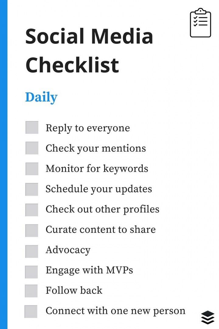 free a daily weekly monthly social media checklist social media checklist template examples