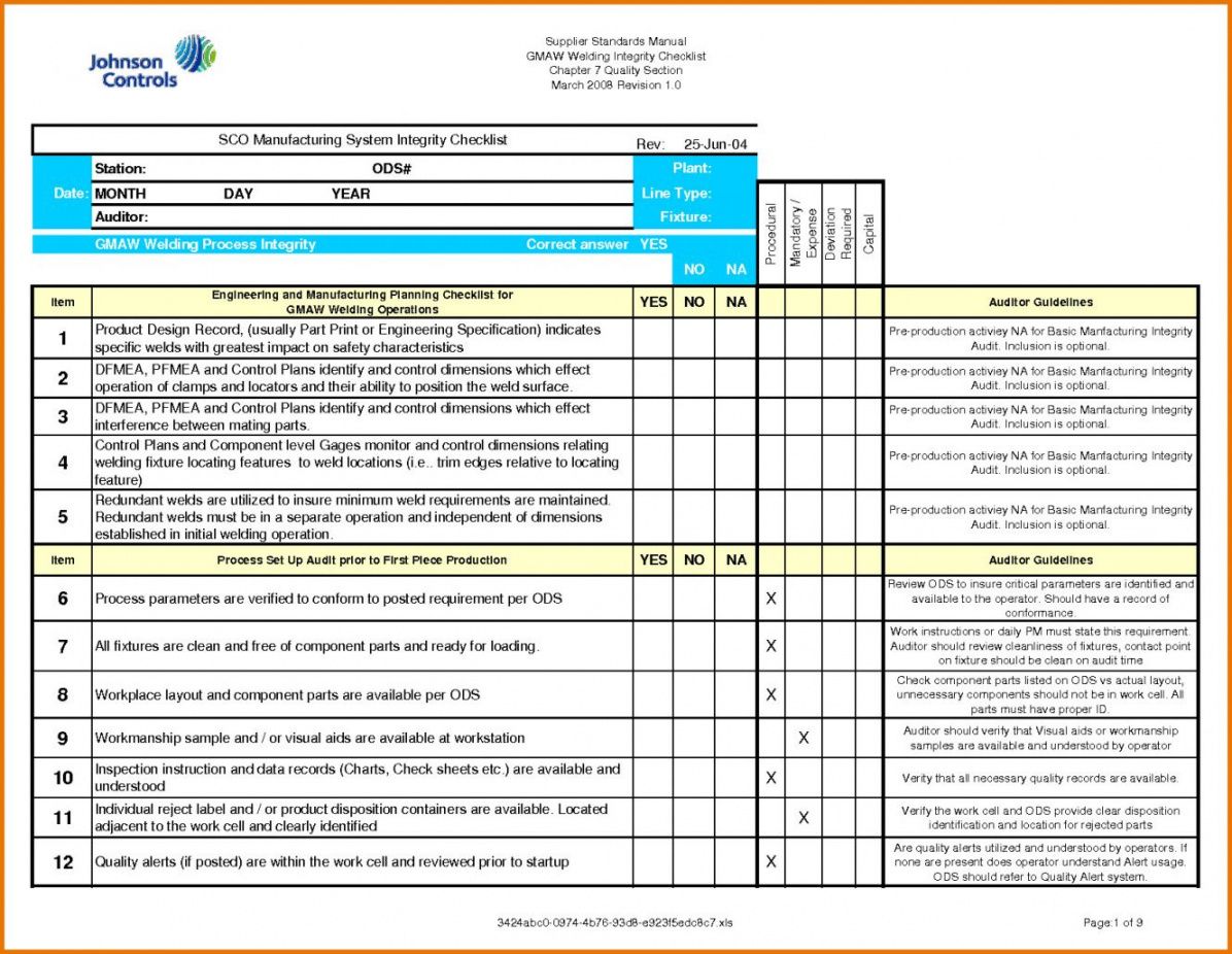 download iso 9001 internal audit checklist xlsx