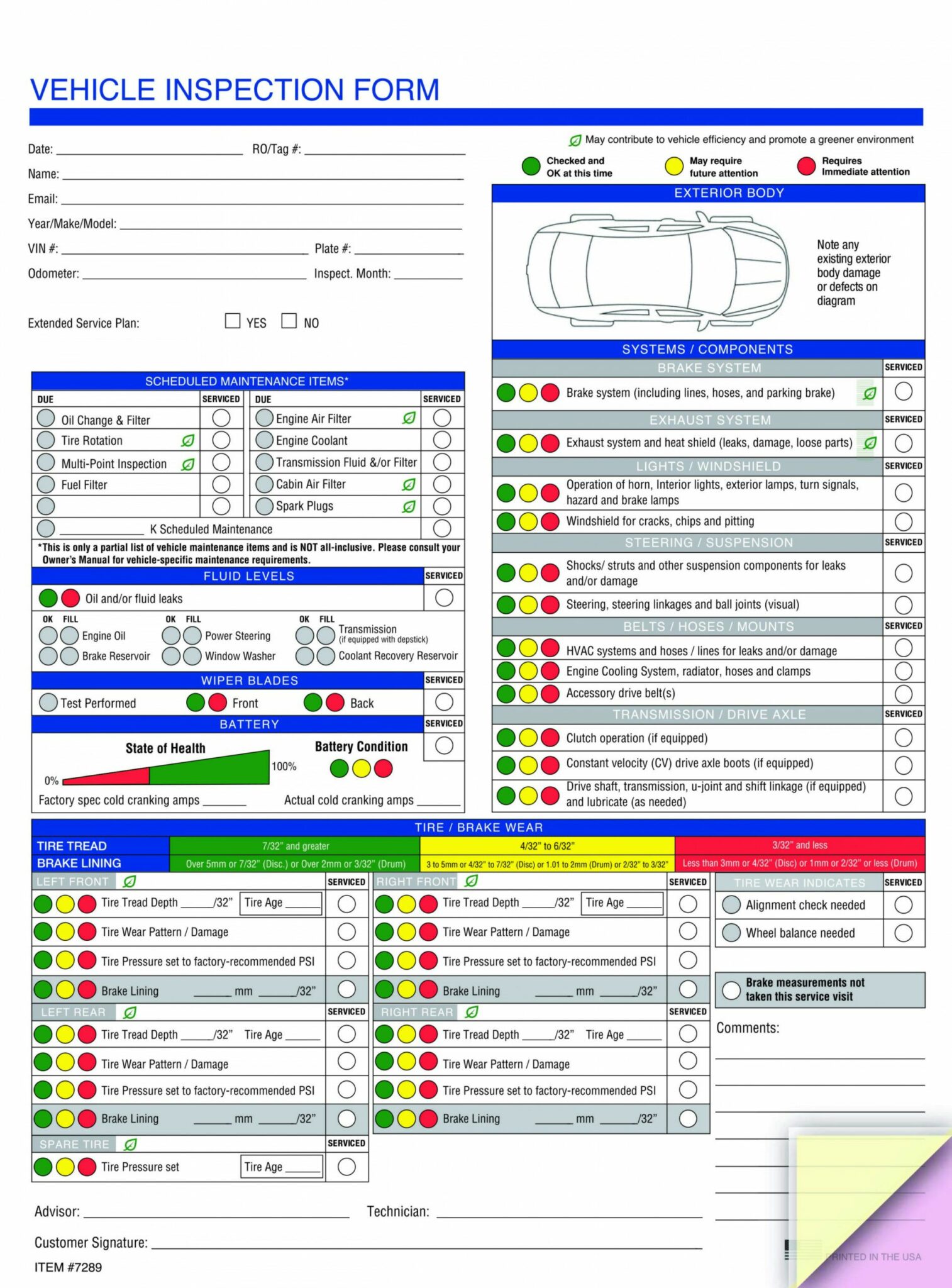 Free Automotive Service Ecklist Template Form Samples Vehicle Maintenance Auto Service Checklist 4371