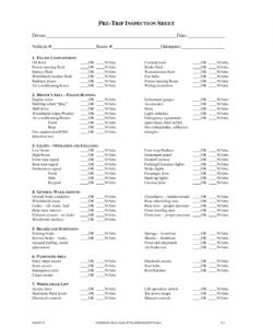free cdl pre trip checklist  pre trip inspection sheet driver date driver checklist template excel