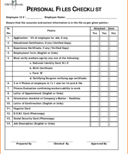 free checklist template samples contract file personnel employee warning ppap checklist template pdf