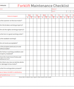 free checklist template samples forklift inspection maintenance daily forklift safety checklist template pdf