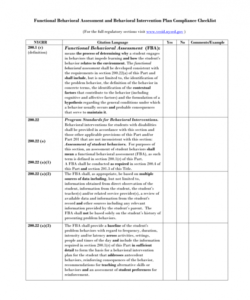 free checklist template samples functional behavior assessment compliance functional behavior assessment checklist template examples