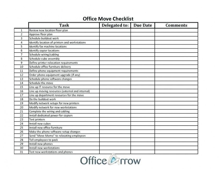 Office Relocation Checklist Template