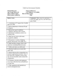 free child care environment checklist docshare tips day provider template child care safety checklist template