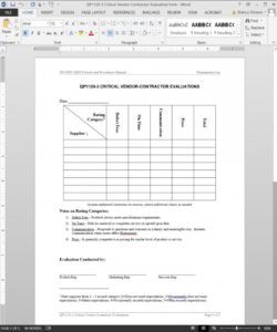 free critical vendor contractor evaluation iso template vendor checklist template examples