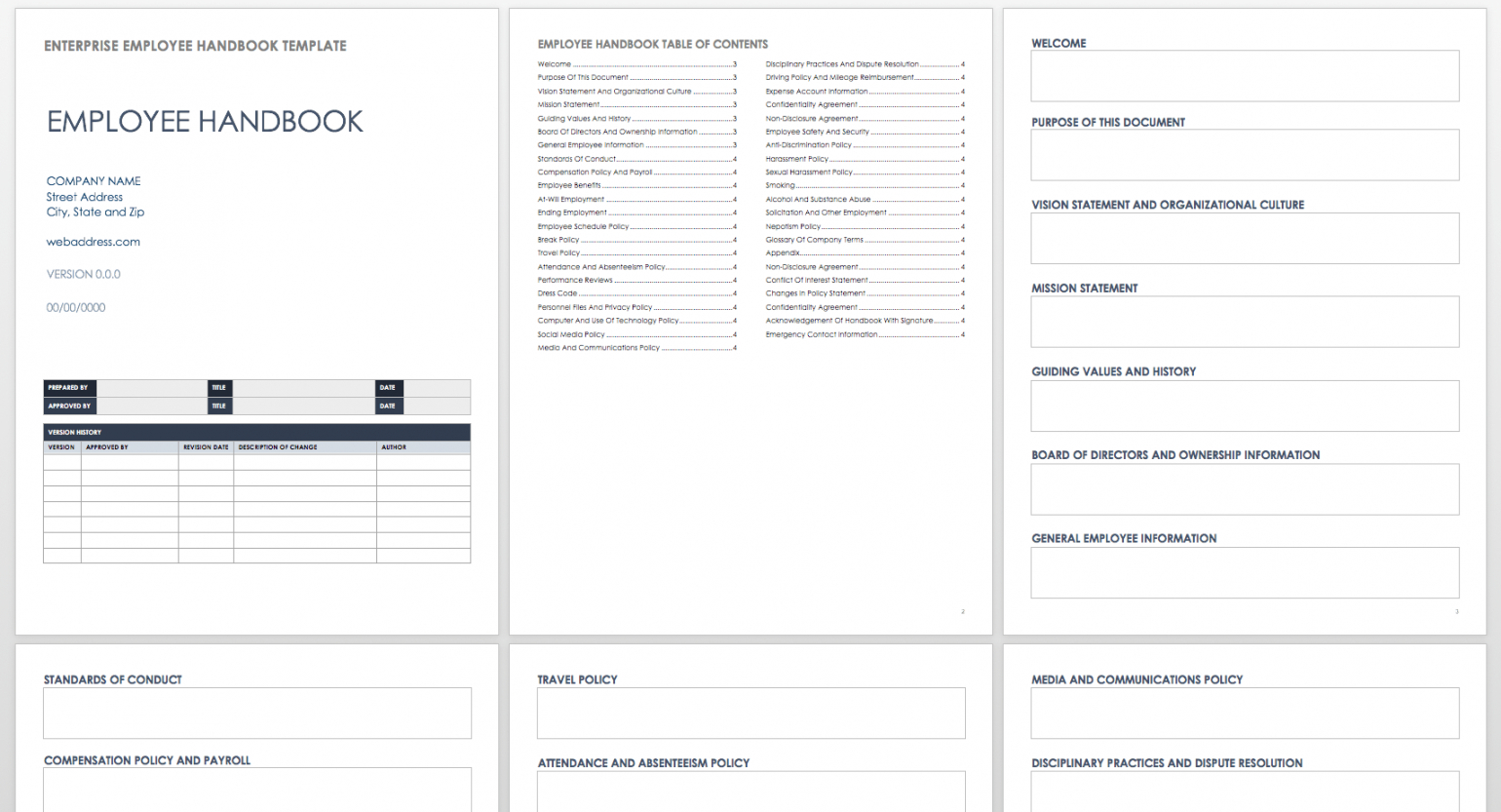 free employee and company handbook templates  smartsheet employee handbook checklist template doc